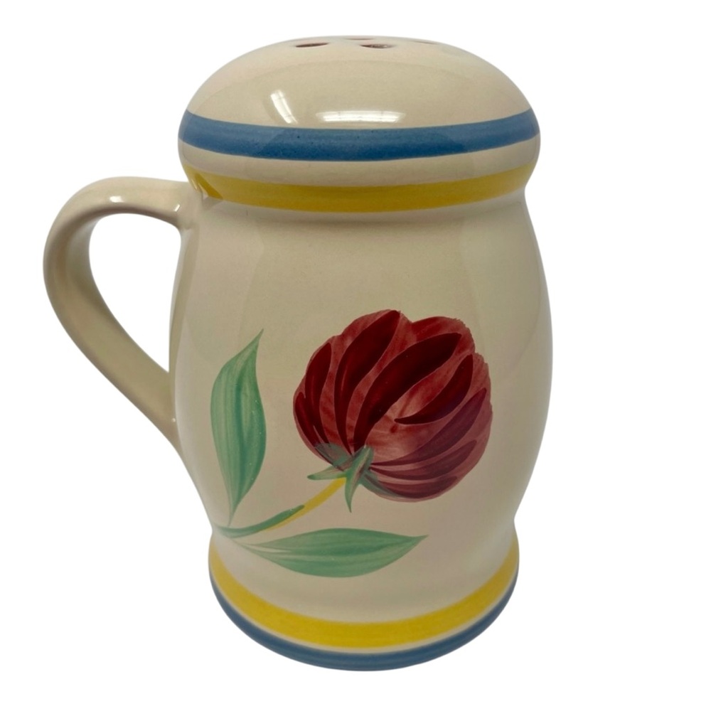 Lenox Poppies on Blue Terra Cotta Cheese Shaker Hand Painted Made in Portugal
